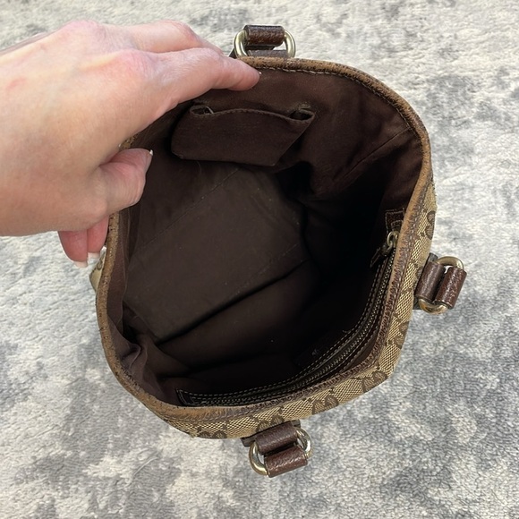 Gucci Monogram GG Small Charmy Tote Bag Brown Bolt Hardware Accent Luxury - Picture 12 of 17